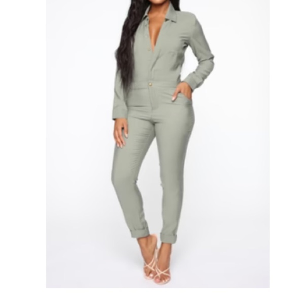 Taylor Utility Jumpsuit - Olive NWOT